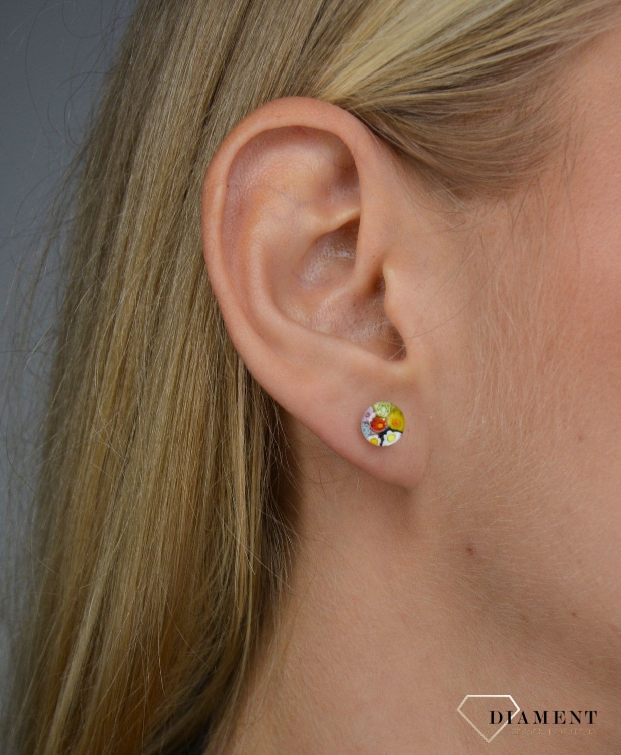 Kolczyki szkło weneckie kolorowe wzory kwiatów Murano 13.jpg